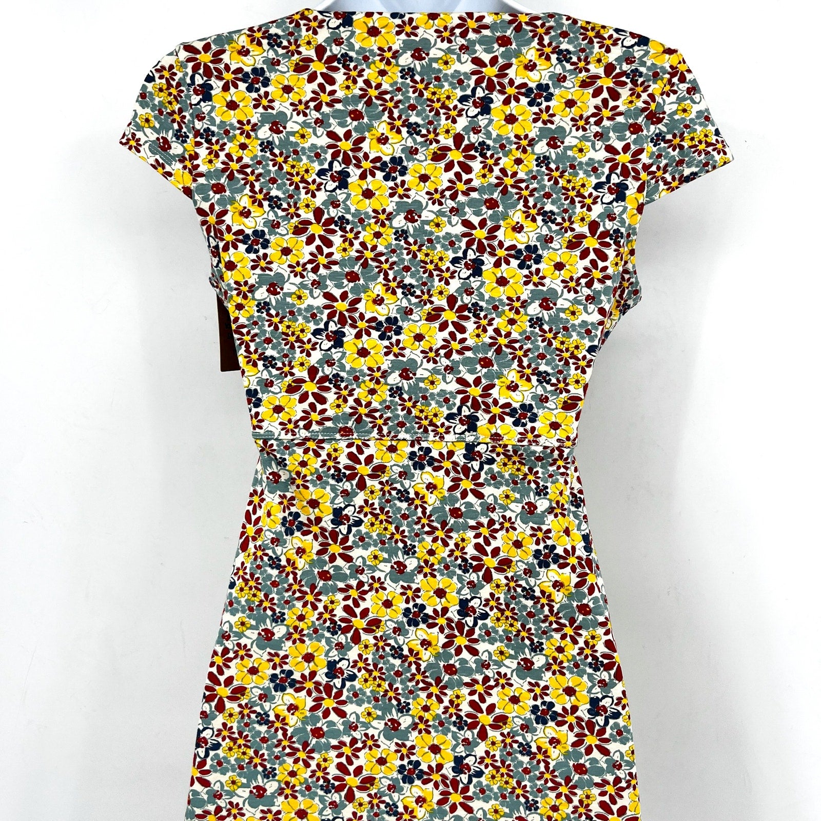 TOAD & CO Womens Rosemarie Dress XS Yellow Red Barley Floral Short Sleeve NWT