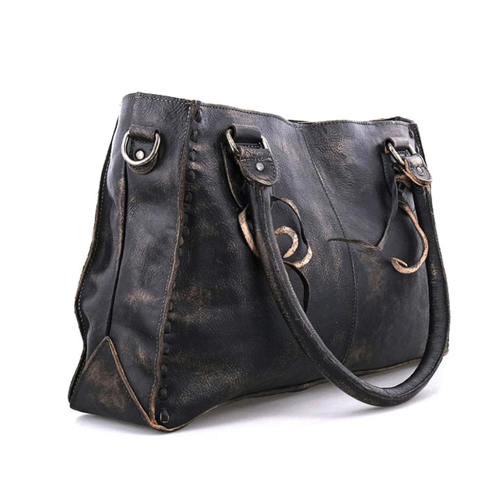 Bed Stu Rockababy Leather Shoulder Bag Washed Black Satchel Purse NWT