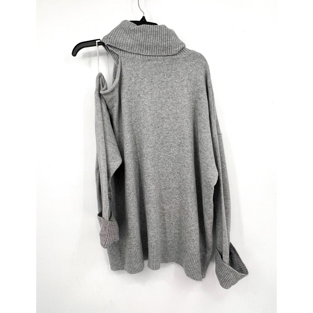 1. STATE Women Turtleneck Cold Shoulder Sweater 3X Light Heather Grey NWOT