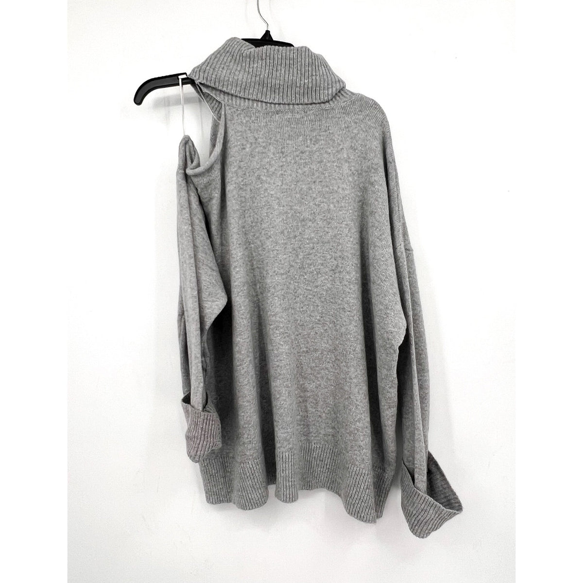 1. STATE Women Turtleneck Cold Shoulder Sweater 3X Light Heather Grey NWOT