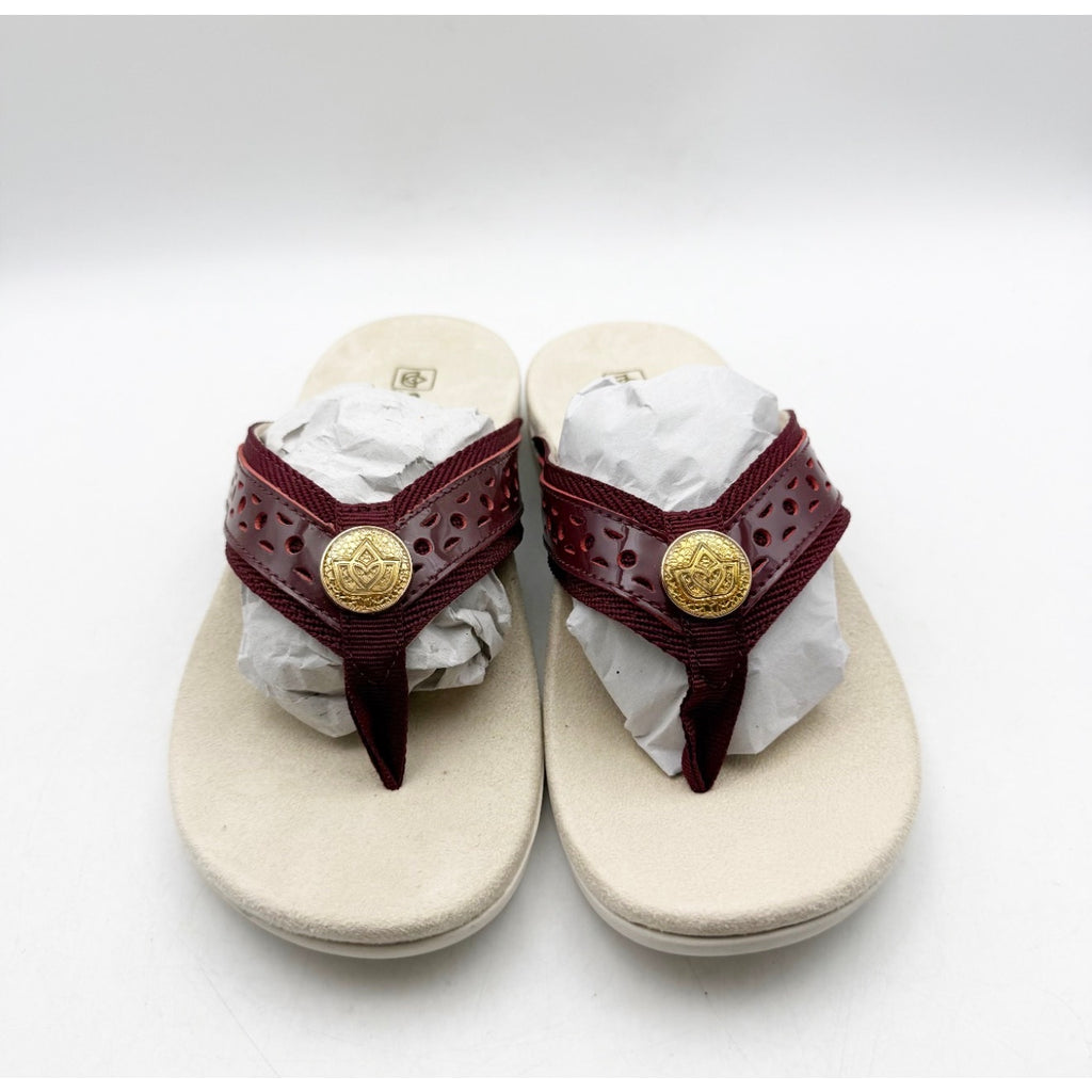 Spenco Women's Starboard Flip Flop Sandals Size 6.5 WIDE Red Burgundy NIB