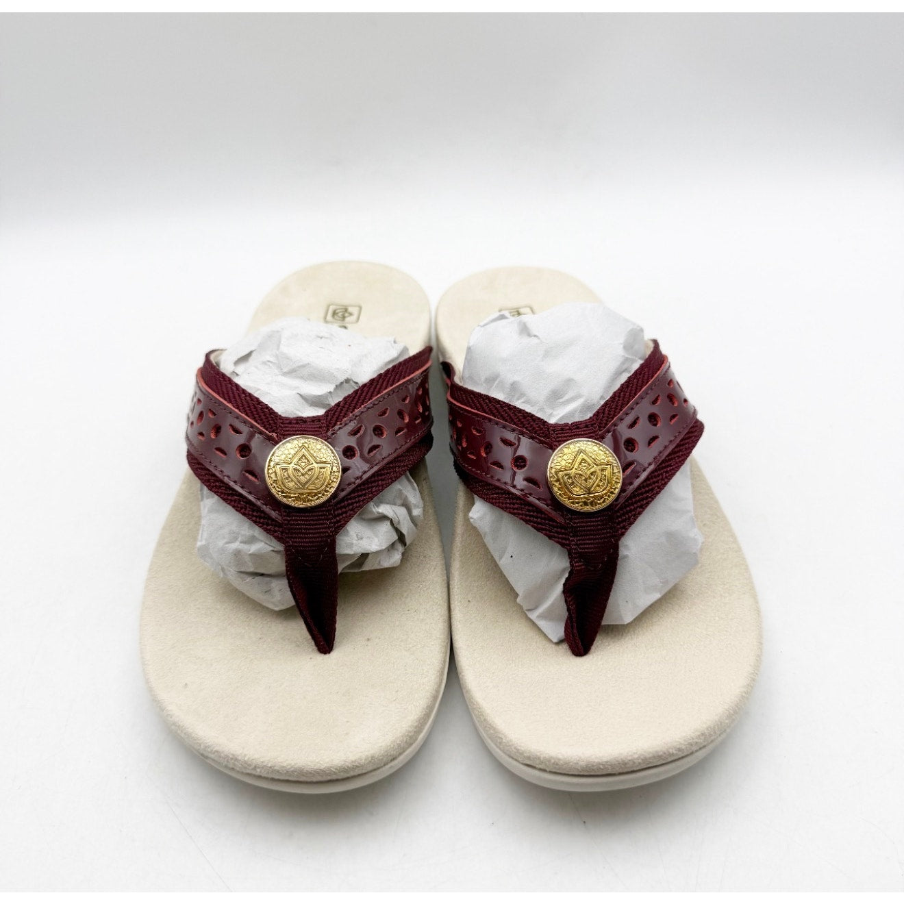 Spenco Women's Starboard Flip Flop Sandals Size 6.5 WIDE Red Burgundy NIB