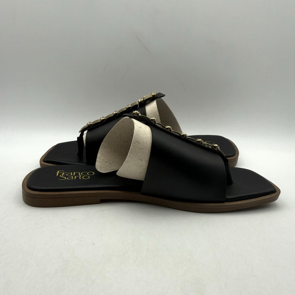 Franco Sarto Womens Megs Sandals SIZE 9 M EU 39 Black Leather Rhinestone NIB