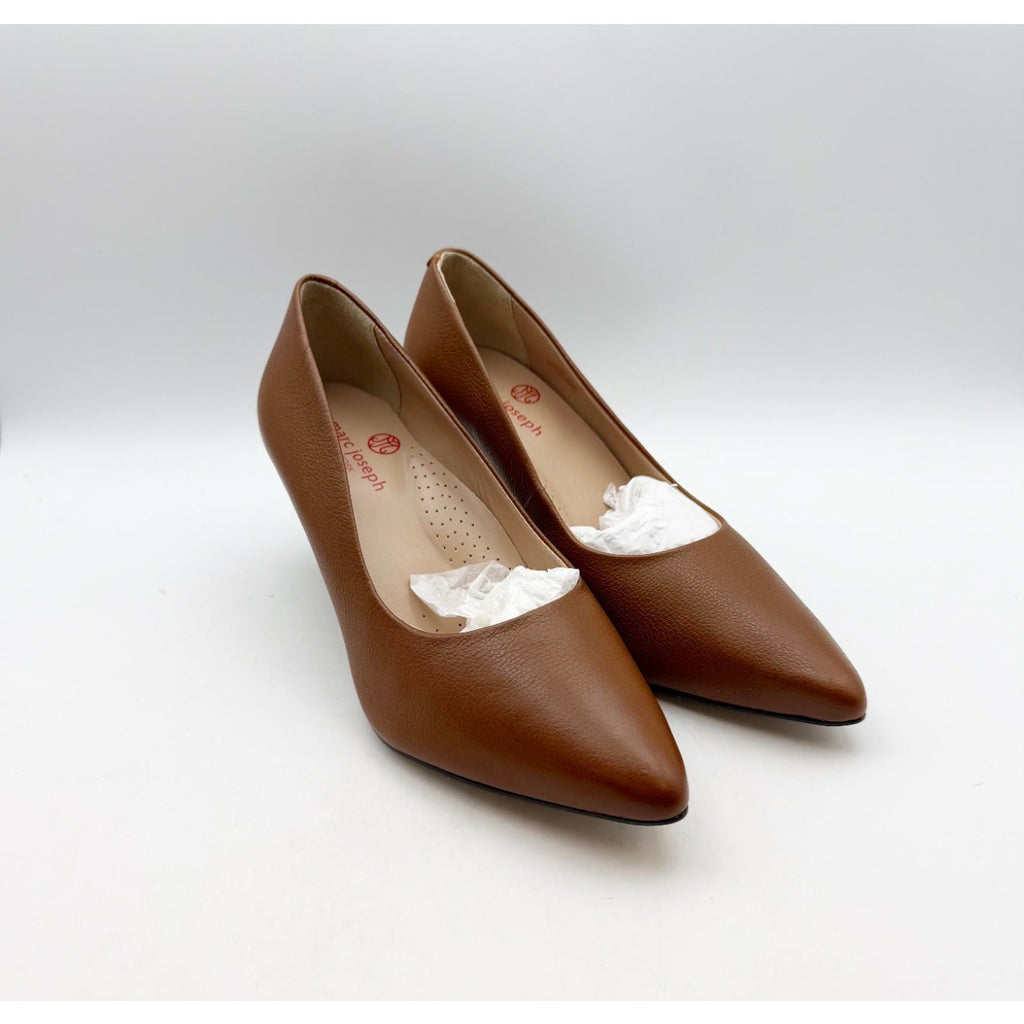 Marc Joseph Womens Trinity PL Pump Size 7 EU 38 Cognac Napa Brown Leather NWOB