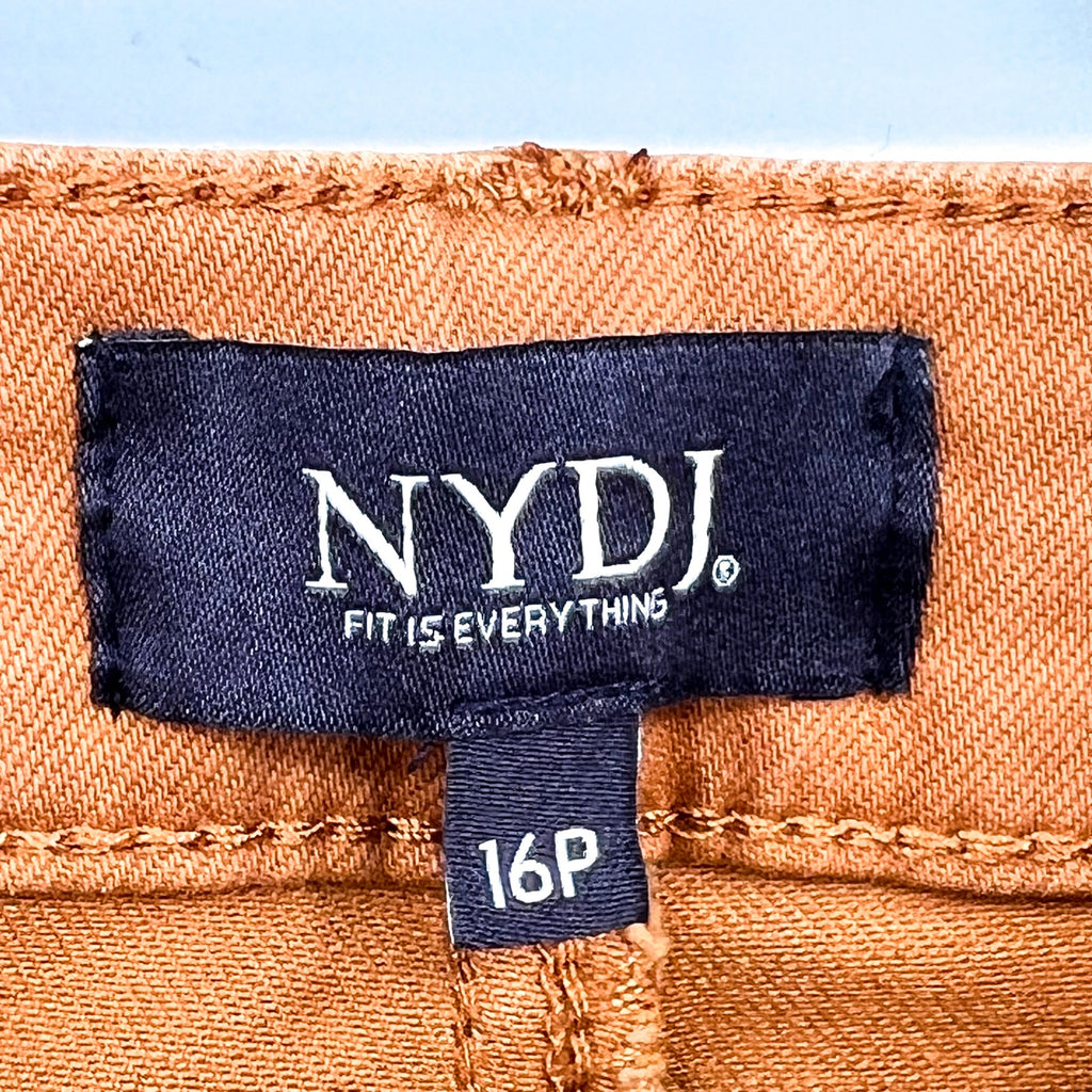 NYDJ Womens Margot Girlfriend Jeans Size 16 PETITE Rust Brown Straight Leg NWOT