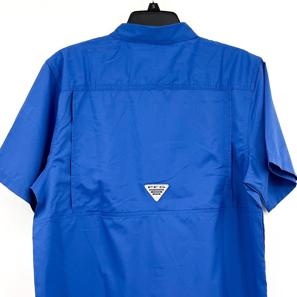 COLUMBIA Mens PFG Slack Tide Camp Shirt Small Vivid Blue UFF 50 Short Sleeve NWT
