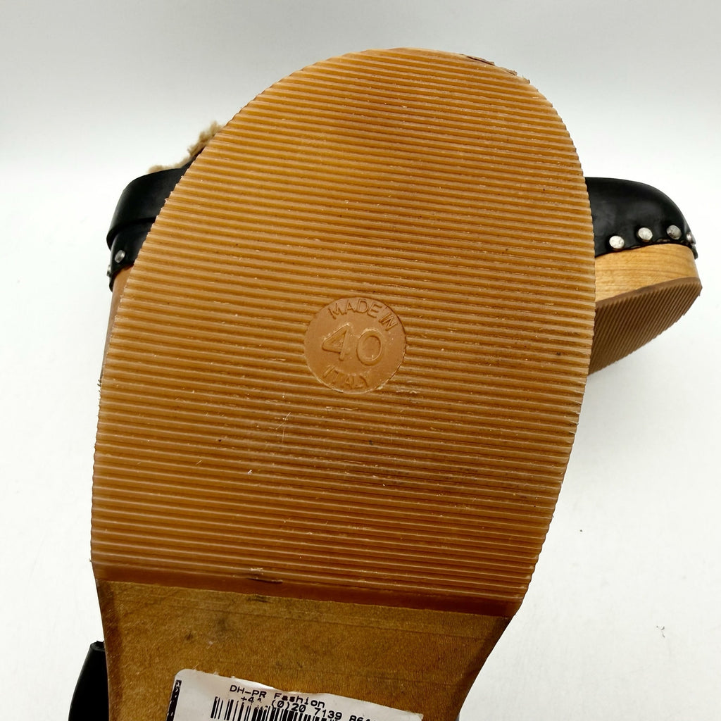 RE/DONE Womens 70s Slingback Clogs EU 40 US 10 Black Leather Studded NWOB