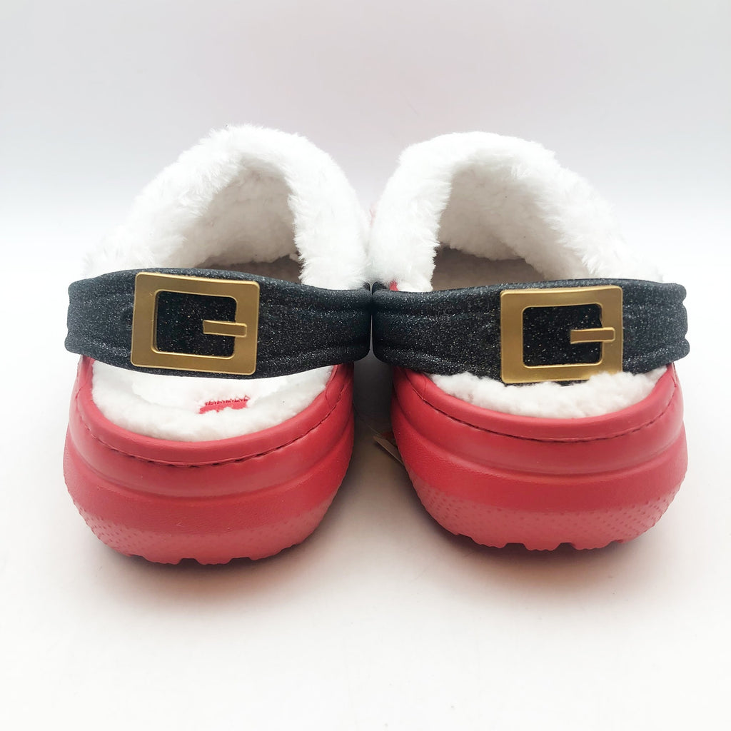 Crocs Unisex Kids Santa Classic Clogs Size J 2 Festive Red White Black NWT