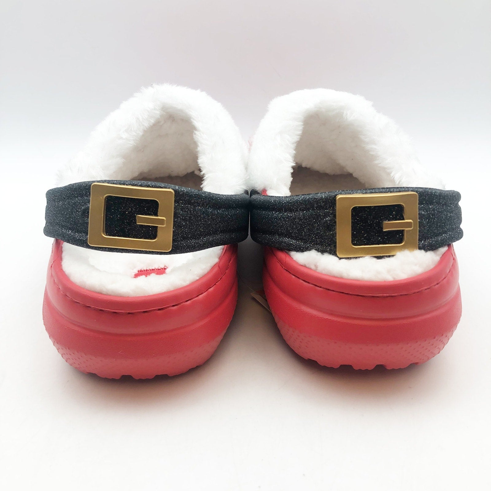 Crocs Unisex Kids Santa Classic Clogs Size J 2 Festive Red White Black NWT