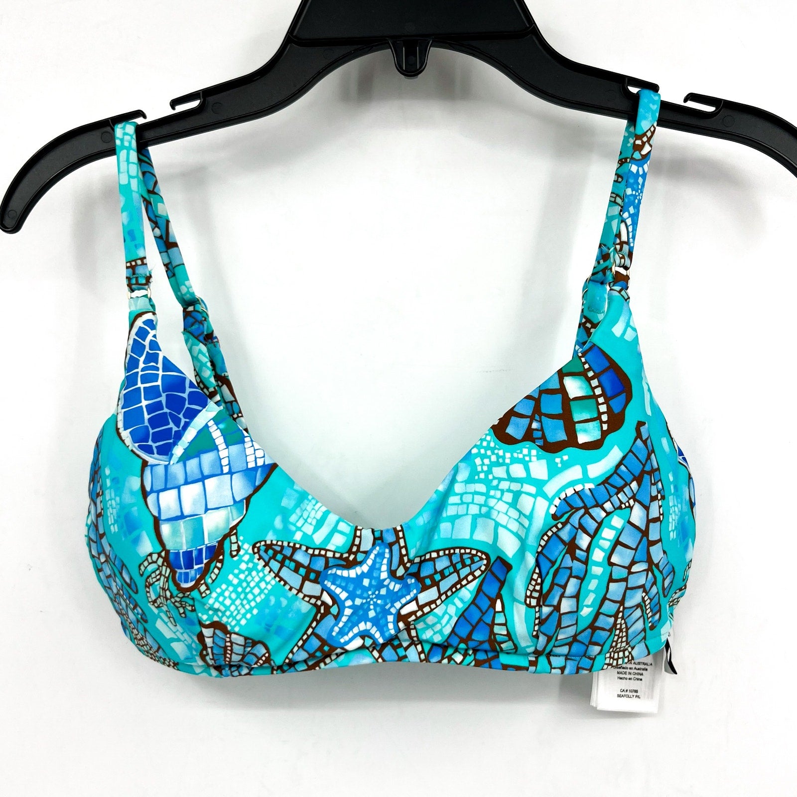 SEAFOLLY Women's La Mer Bralette Bikini Top Size 4 Aquatic Blue Swim NWOT