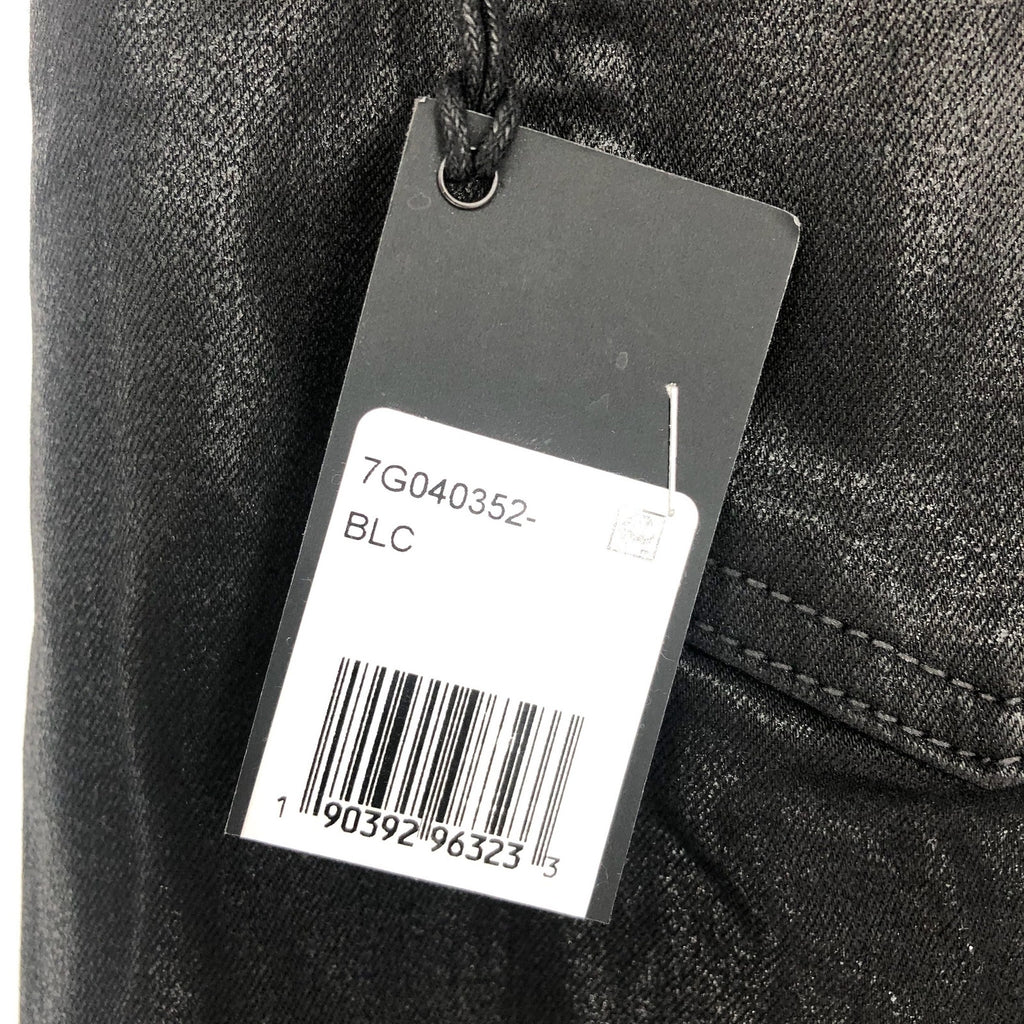 JEN 7 7 FOR ALL MANKIND Ankle Straight Leg Jeans Size 2 Black Coated Denim NWT