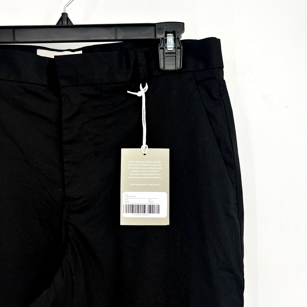 EVERLANE Mens The Air Chino Pants 32x30 Black Stretch Cotton Poplin Slim Fit NWT
