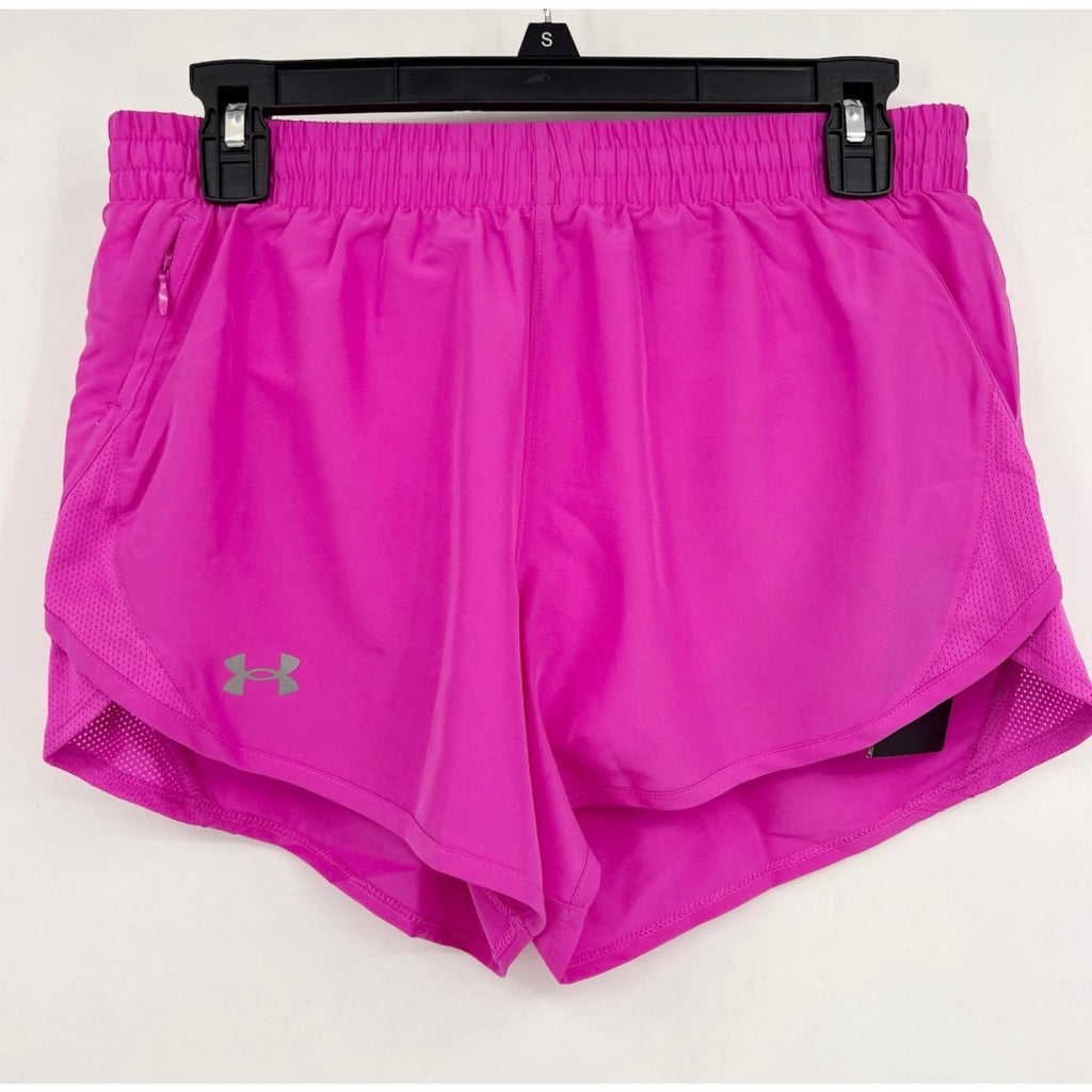 UNDER ARMOUR Women's Fly By Athletic Shorts Small Pink Magenta 3" Inseam NWT