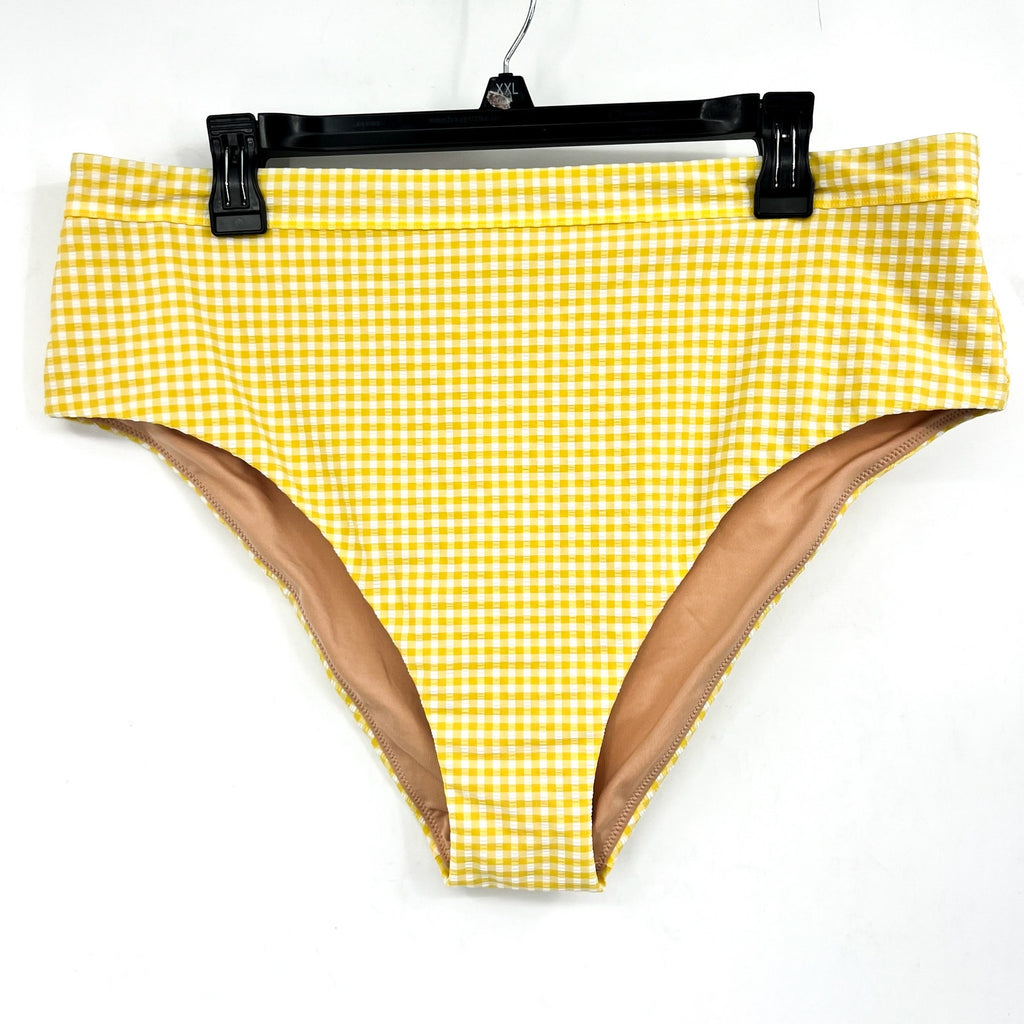 MADEWELL Prawn High-rise Bikini Bottom XL Yellow Chamomile Tea Seersucker NWT