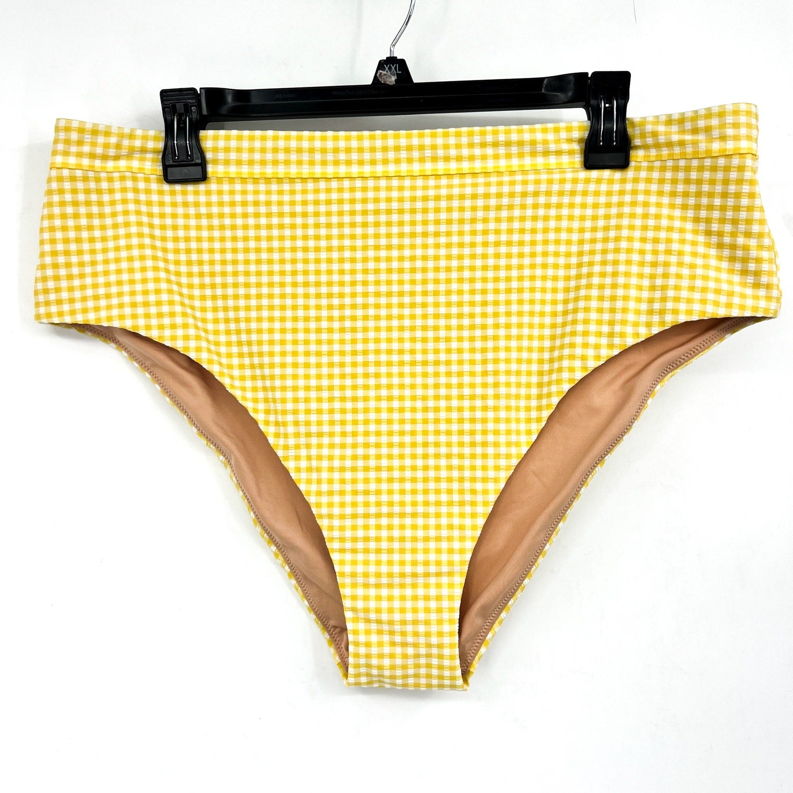 MADEWELL Prawn High-rise Bikini Bottom XL Yellow Chamomile Tea Seersucker NWT