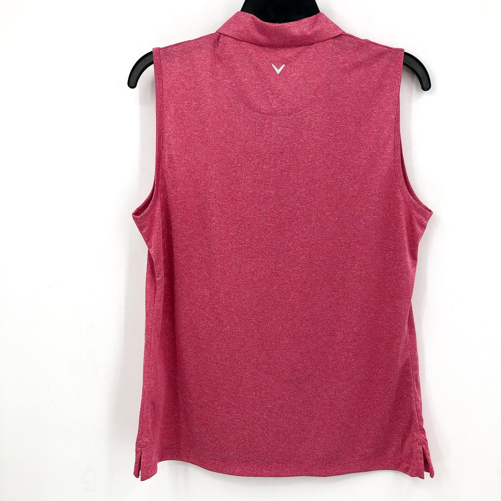CALLAWAY Womens Sleeveless Polo Shirt XS Pink Peacock 1/4 Zip Golf NWT