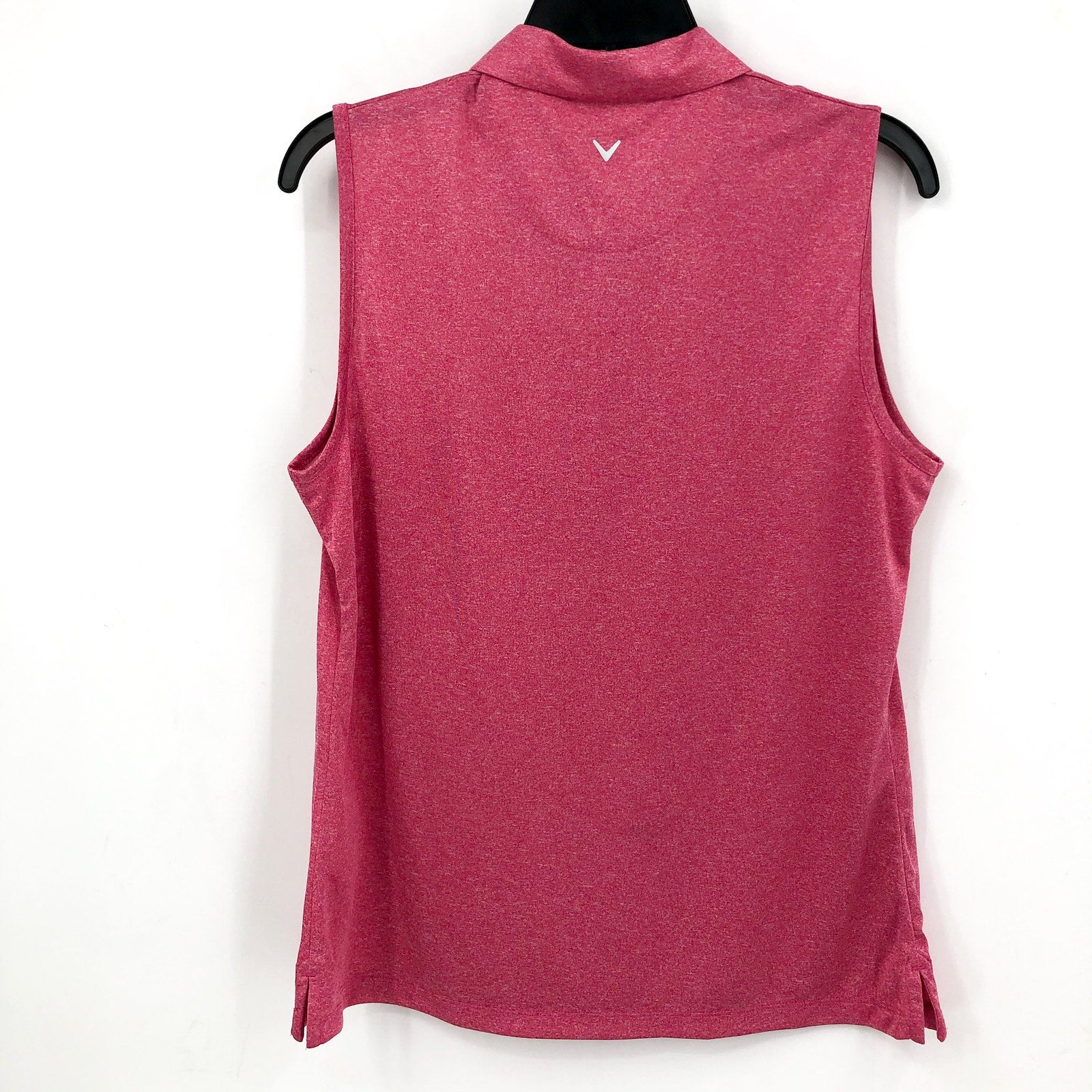 CALLAWAY Womens Sleeveless Polo Shirt XS Pink Peacock 1/4 Zip Golf NWT