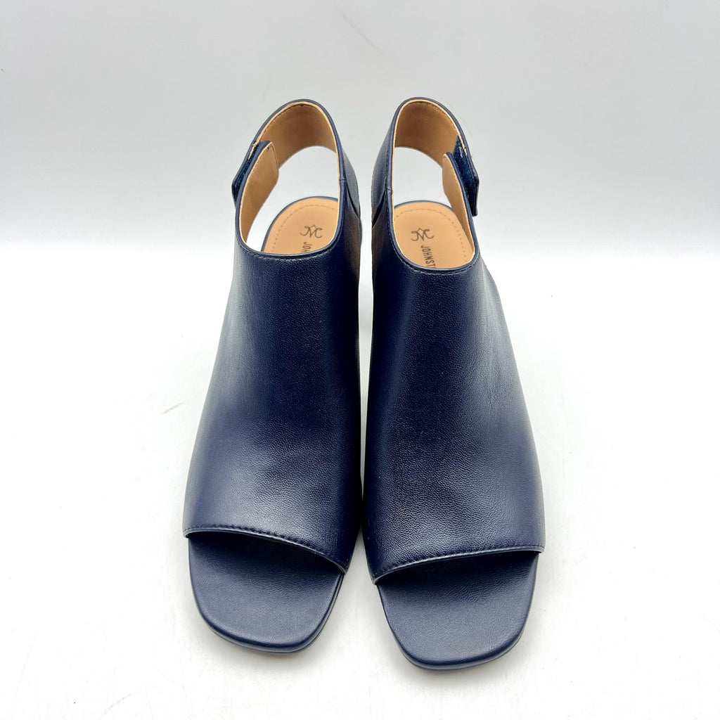 Johnston & Murphy Womens Evelyn Open Toe Bootie Size 9M Navy Blue Block Heel NIB