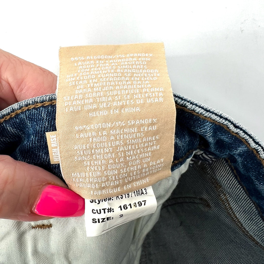KUT FROM THE KLOTH Taylor Denim Shorts Size 2 Freedom Blue High Waist CutOff NWT