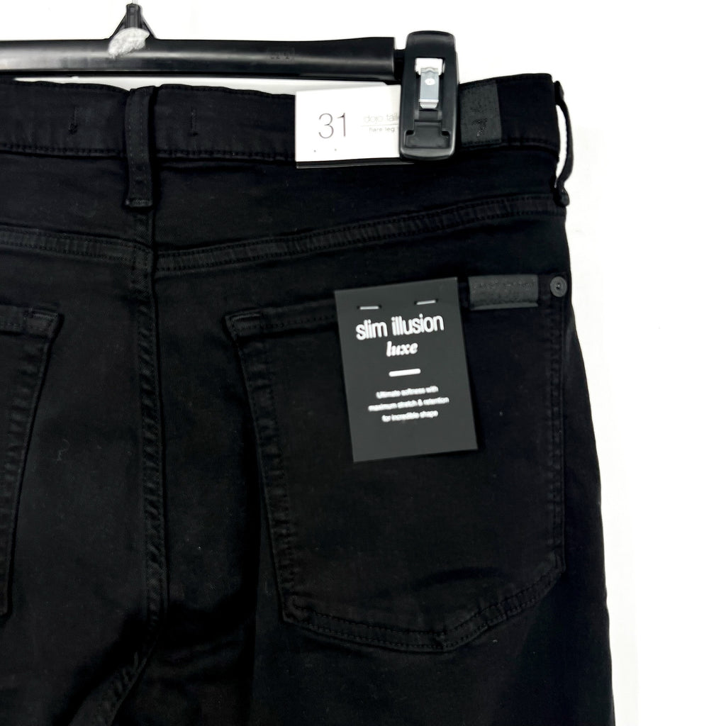 7 FOR ALL MANKIND Tailoress Dojo Flare Jeans Size 31 US 12 Black Illusion NWT
