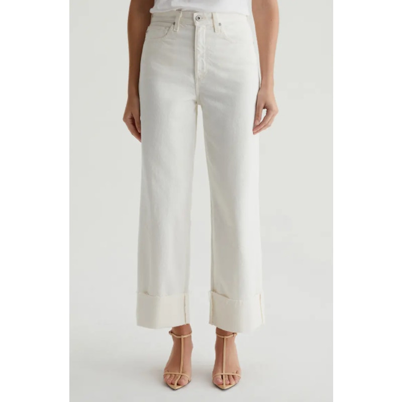 AG ADRIANO GOLDSCHMIED Kora Wide Leg Jeans Size 28 US 6 White 01 YRS Powder NWT