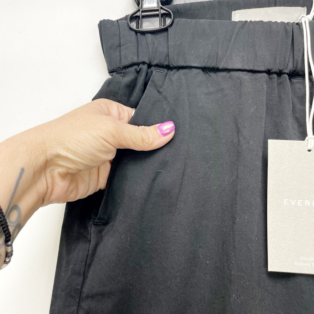 Everlane Womens The Easy Pant Sz 0 Elastic Waist Straight Leg Chino Black NWT