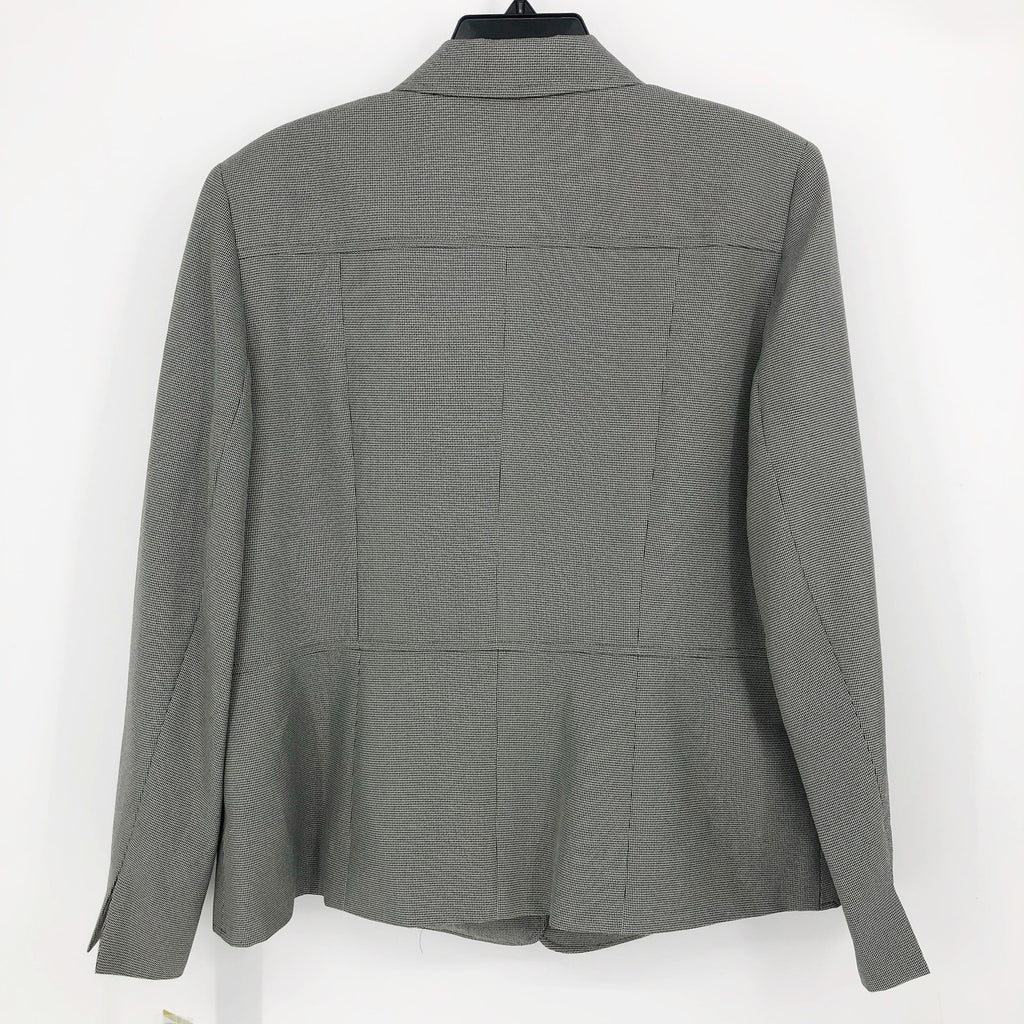 Le Suit Womens Flap-Pocket Contrast Suit Jacket Size 18 Grey Pattern Blazer NWT
