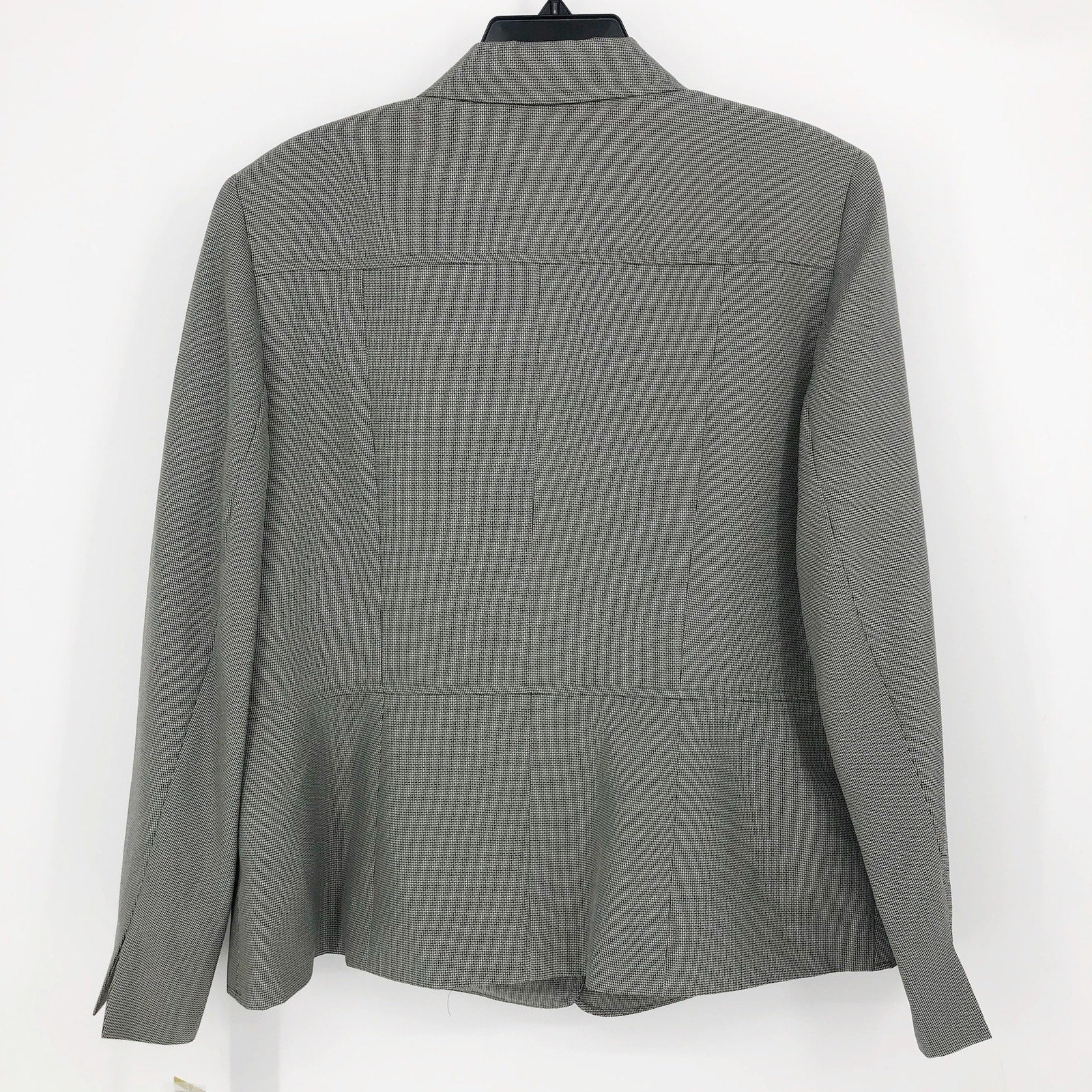 Le Suit Womens Flap-Pocket Contrast Suit Jacket Size 18 Grey Pattern Blazer NWT