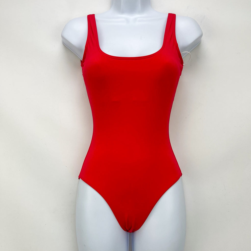 Everlane Womens One Piece Swimsuit XXS Red Square-Neck Low Back NWT