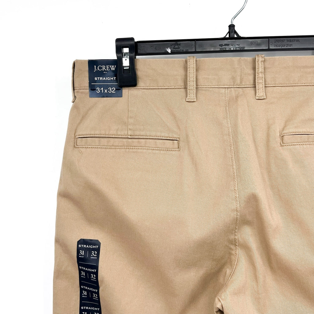 J.CREW Mens Straight-fit Flex Chino Pants 31x32 Khaki Flat Front H3186 NWT