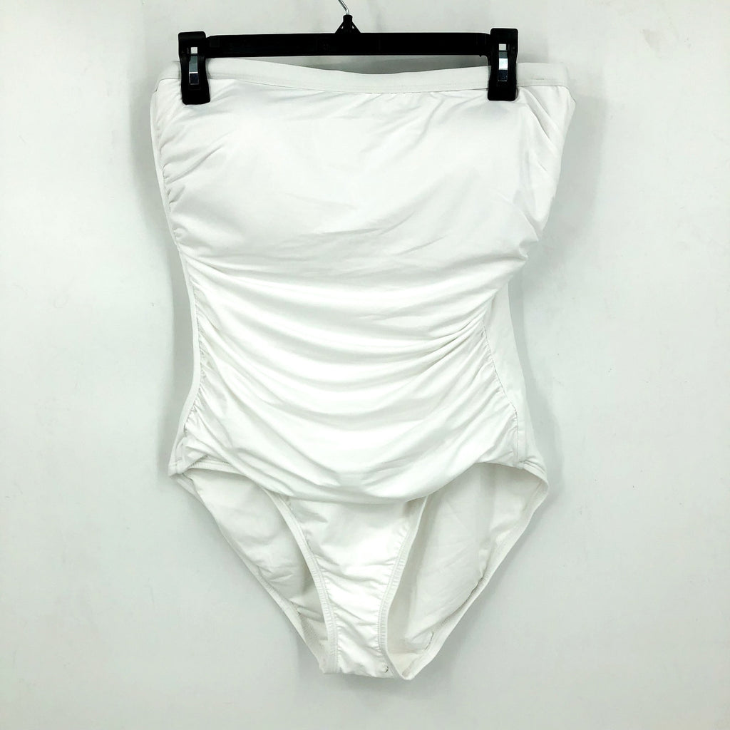 TOMMY BAHAMA Women's Pearl Bandeau One Piece Swimsuit Size 4 White Shirred NWT