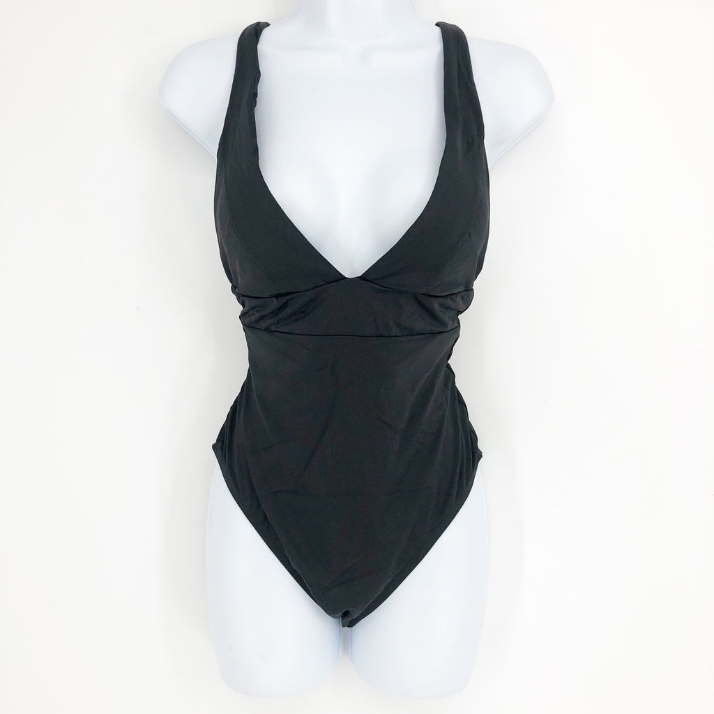 ANDIE SWIM Sardinia One Piece Swimsuit Medium 8-10 Black Plunge Deep Back NWT