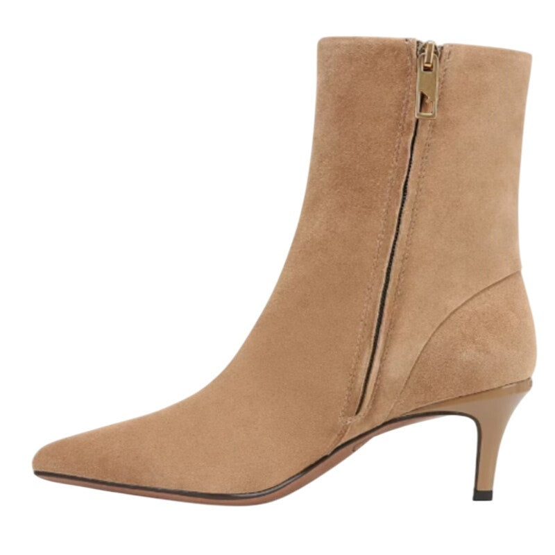 Franco Sarto Womens Anna Ankle Bootie US 8 M EU 38.5 Taupe Tan Suede NIB