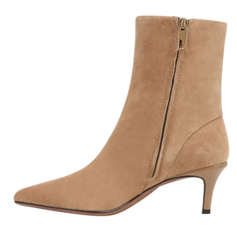 Franco Sarto Womens Anna Heel Ankle Bootie Size 8 M EU 38.5 Taupe Tan Suede NIB