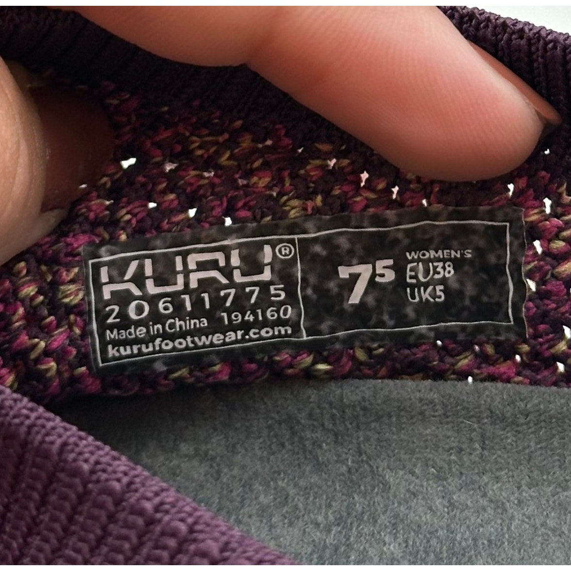 Kuru Womens Stride Casual Sneakers Size 7.5 Plum Purple Knit Slip On NWOB