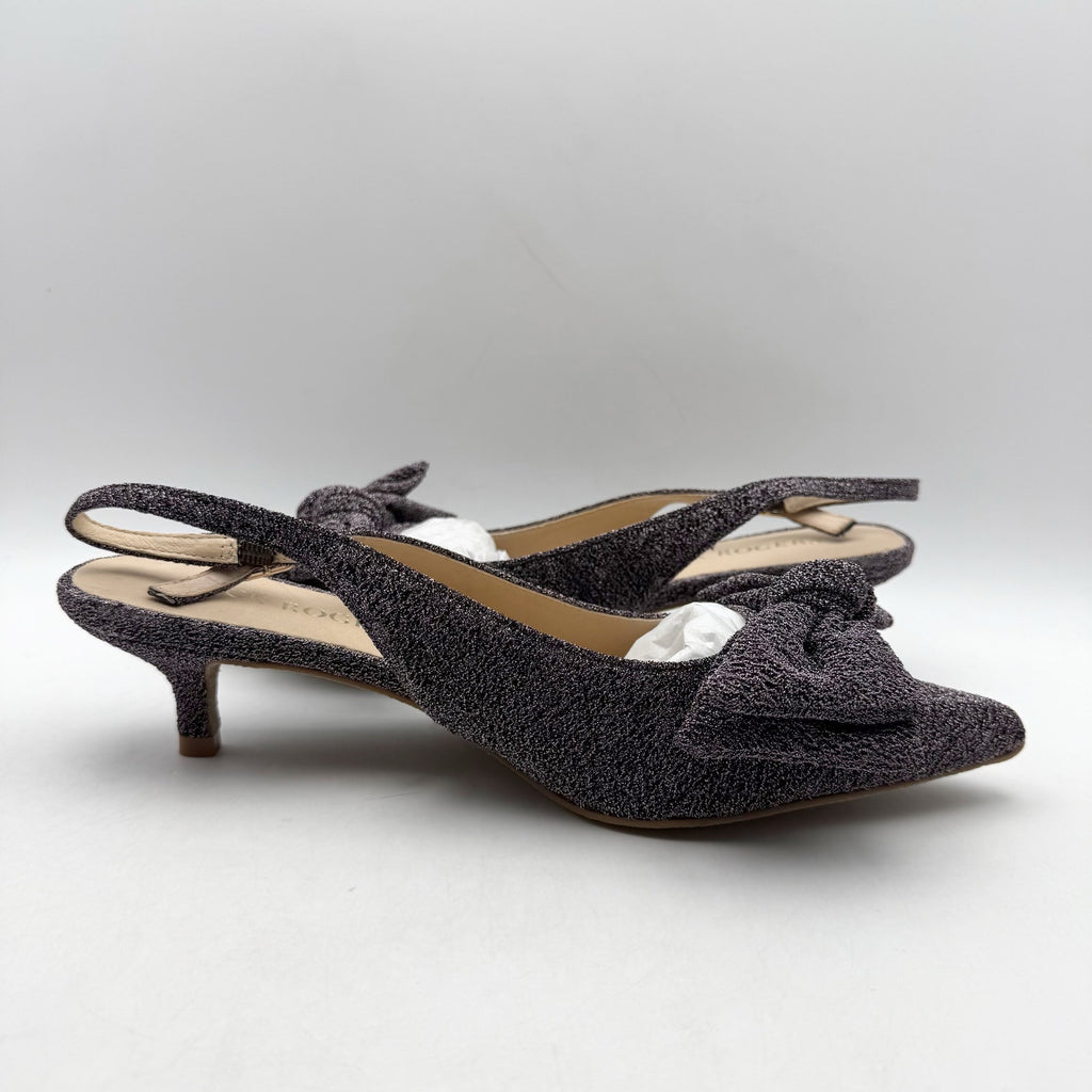 Jack Rogers Womens Debra Kitten Heels US 10 M Dark Gray Sparkle Slingback NIB