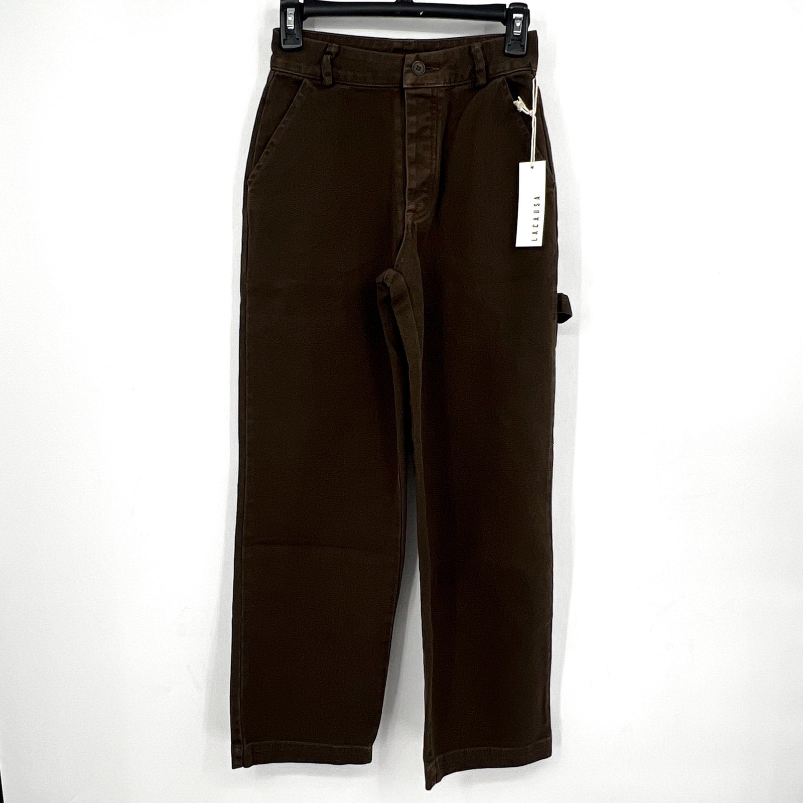 LACAUSA Women's Aiden Trouser Jeans Size 0 Green Brown Nori Wash Mid Rise NWT