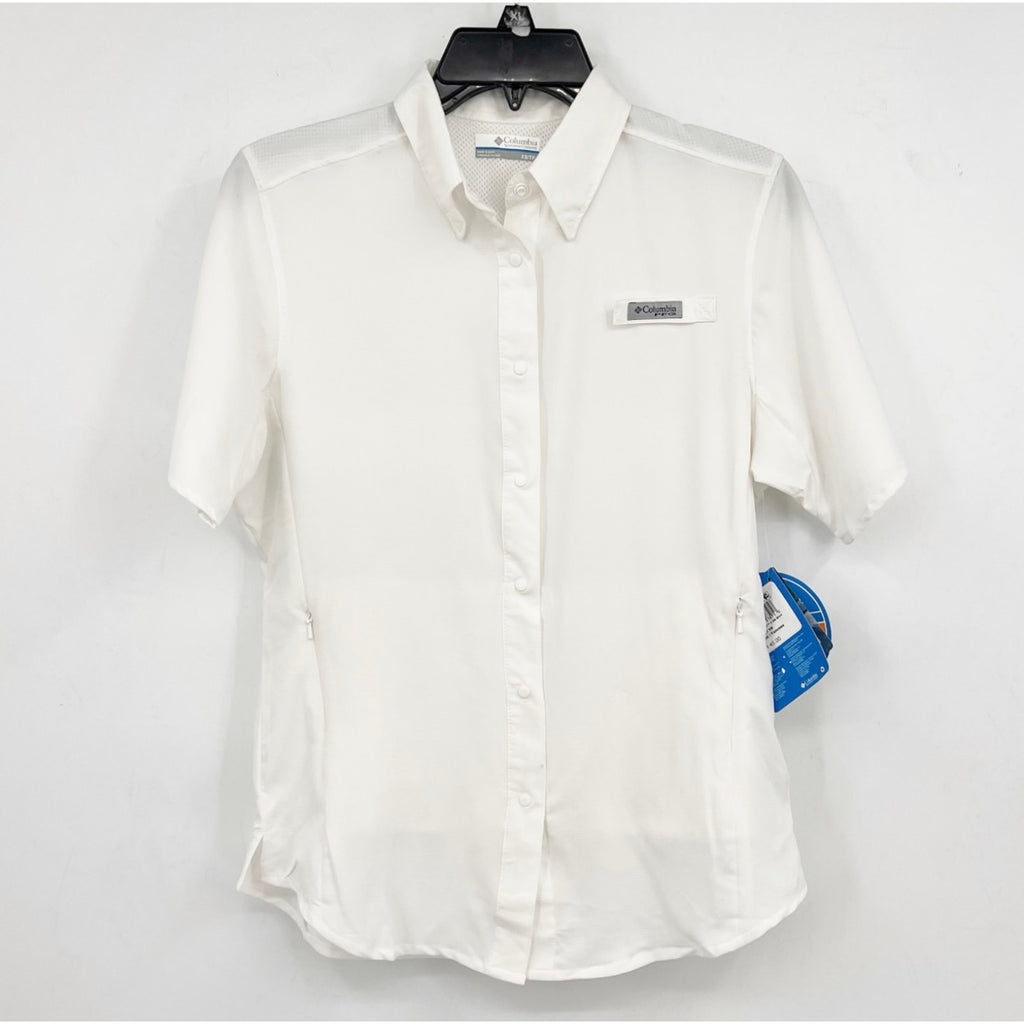 COLUMBIA Women's Tamiami II Short Sleeve Shirt XS White Sun Protection NWT