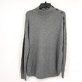 MOTHERHOOD Maternity Cable Knit Sweater Medium Grey Button Shoulder NWOT