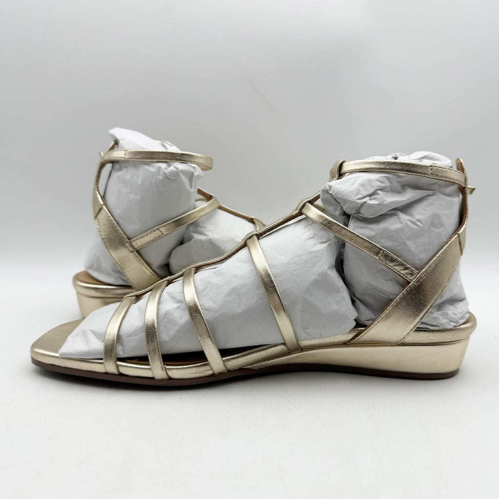 Seychelles Womens Luxurious Wedge Sandals US 7.5 Gold Leather Gladiator NWOB