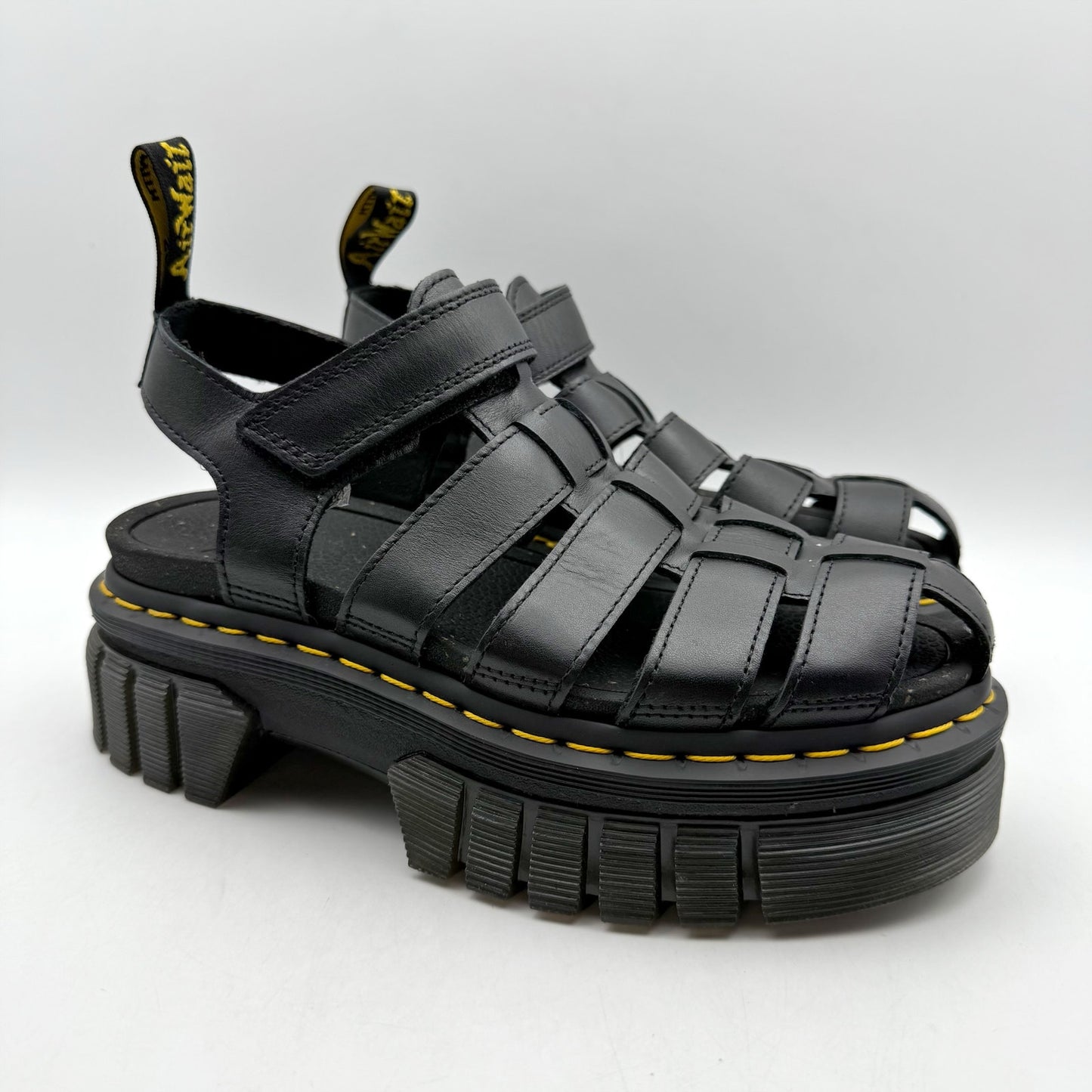 Dr. Martens Womens Ricki Fisherman Platform Sandals EU 38 US 7 Black Leather NIB