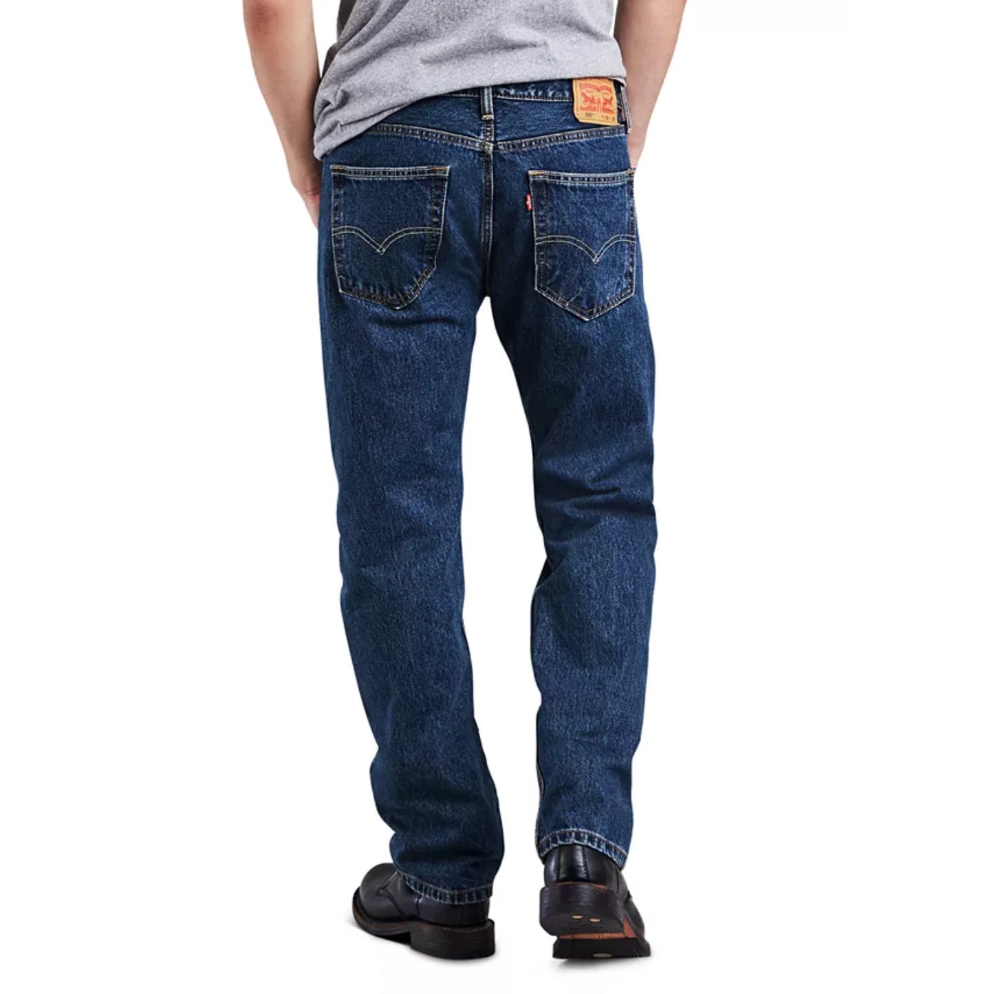 LEVI'S Mens 505 Regular Fit Jeans 38x32 Dark Stonewash Blue Non-Stretch NWT