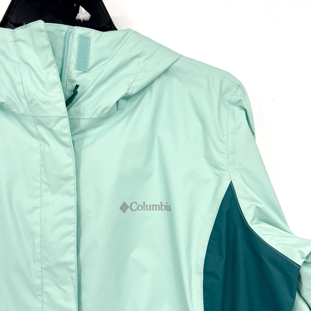 COLUMBIA Women's Arcadia II Rain Parka Jacket Medium Green Spry River NWT