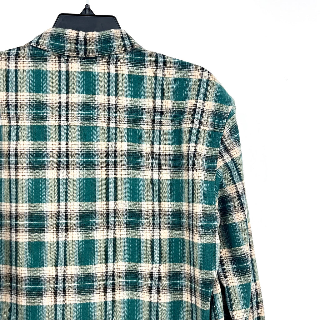 ADIDEM ASTERISKS Men's Button Down Flannel Shirt Small Green Plaid NWOT