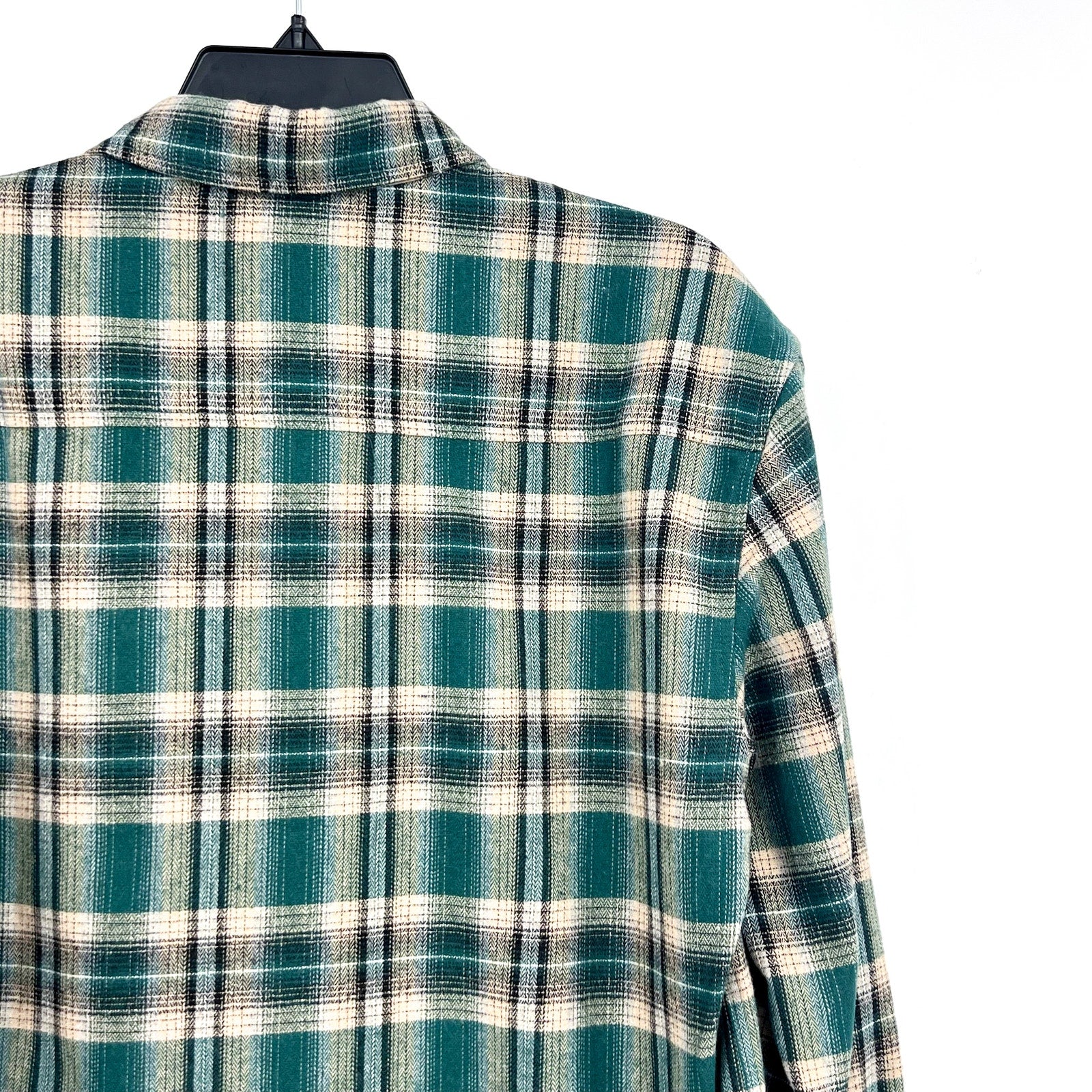 ADIDEM ASTERISKS Men's Button Down Flannel Shirt Small Green Plaid NWOT