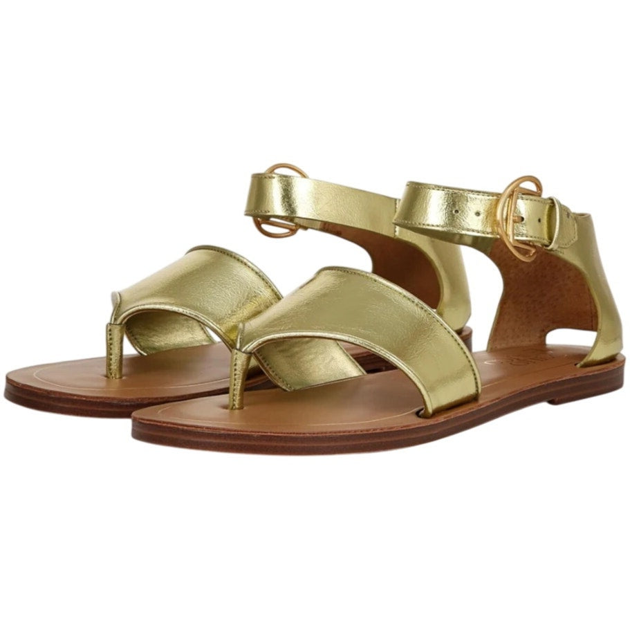 Franco Sarto Womens Ruth Ankle Strap Sandals Size 8 M Green Metallic NIB