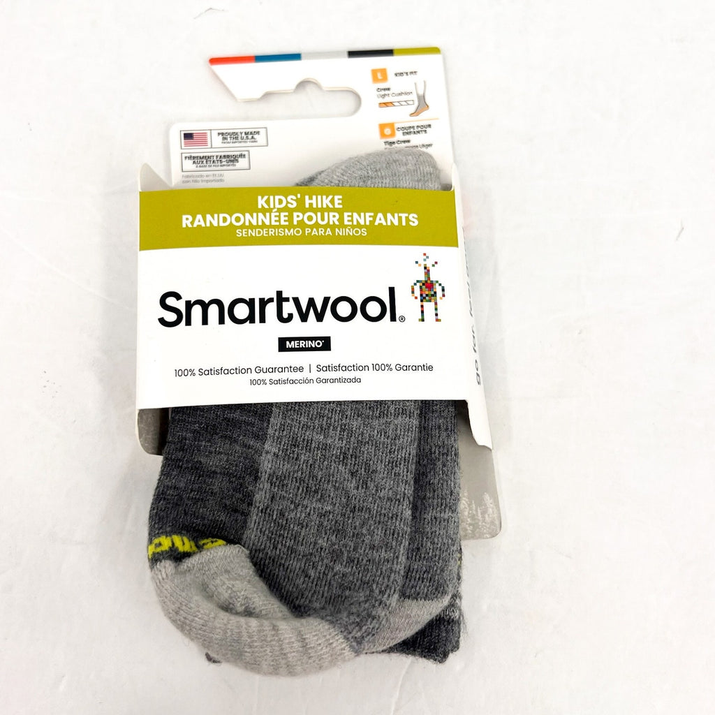 SMARTWOOL Kids' Hike Hiking Bear Crew Socks Large SIZE 3-6 Grey NWT
