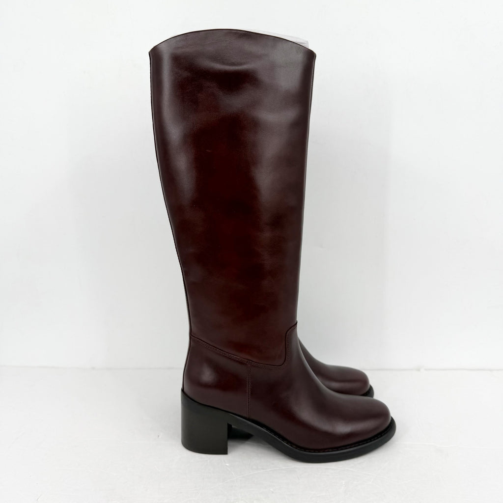 Vince Camuto Womens Amree Knee High Boot US 6 M EU 36.5 Red Mahogany Leather NIB