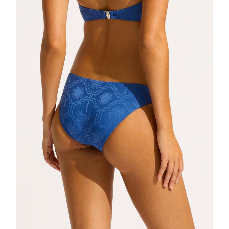 SEAFOLLY Womens Oasis Hipster Bikini Bottom Size 8 Blue Ultramarine Texture NWT