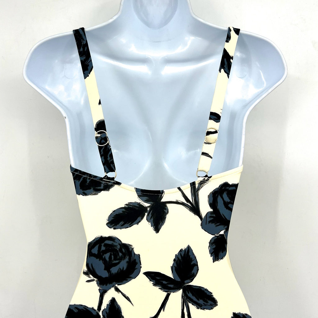 SEAFOLLY Rococo One Piece Swimsuits Size 4 Black Cream Floral Underwire NWT